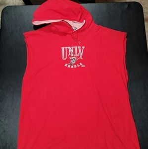 Vintage University of Nevada Las Vegas or UNLV sleeveless hoodie.
